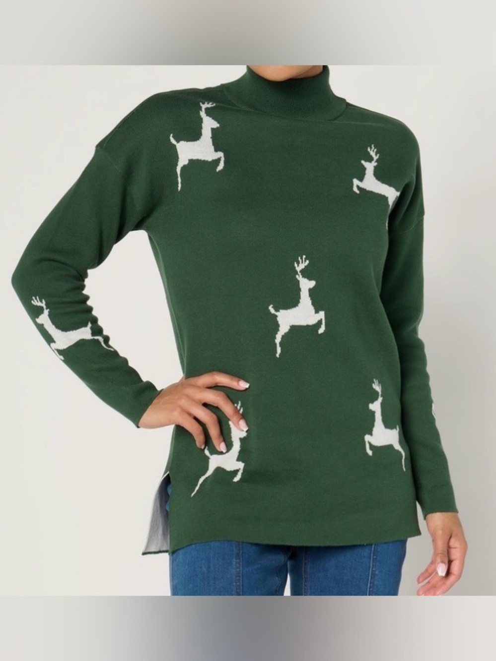 New Jingle Belles by Kim Gravel Hold Me Closer Tiny Prancer Mock Neck Tunic 3X